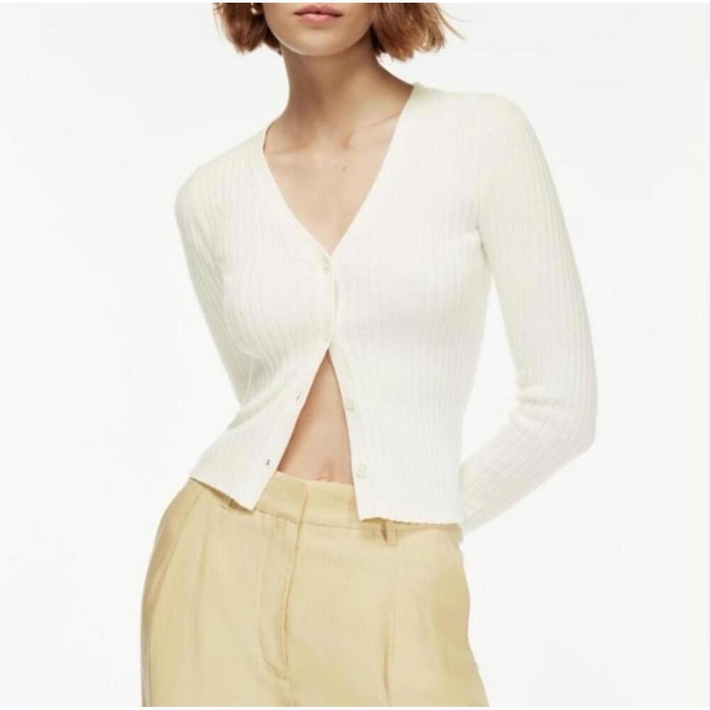 Wilfred Manila Ribbed Wool Knit V-Neck Cardigan Sweater sz M